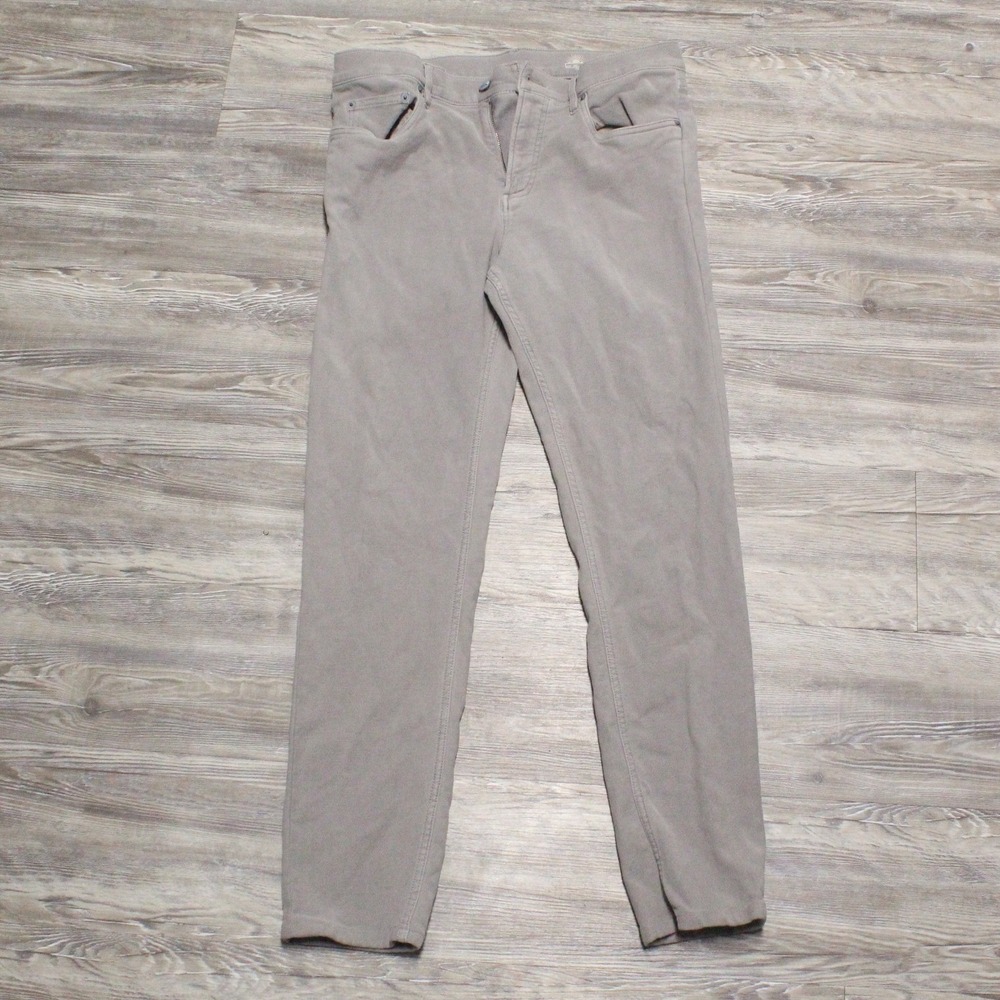 Faherty Brand Mens Sz 33x32 5-Pocket Twill Pants Gray Straight Leg
